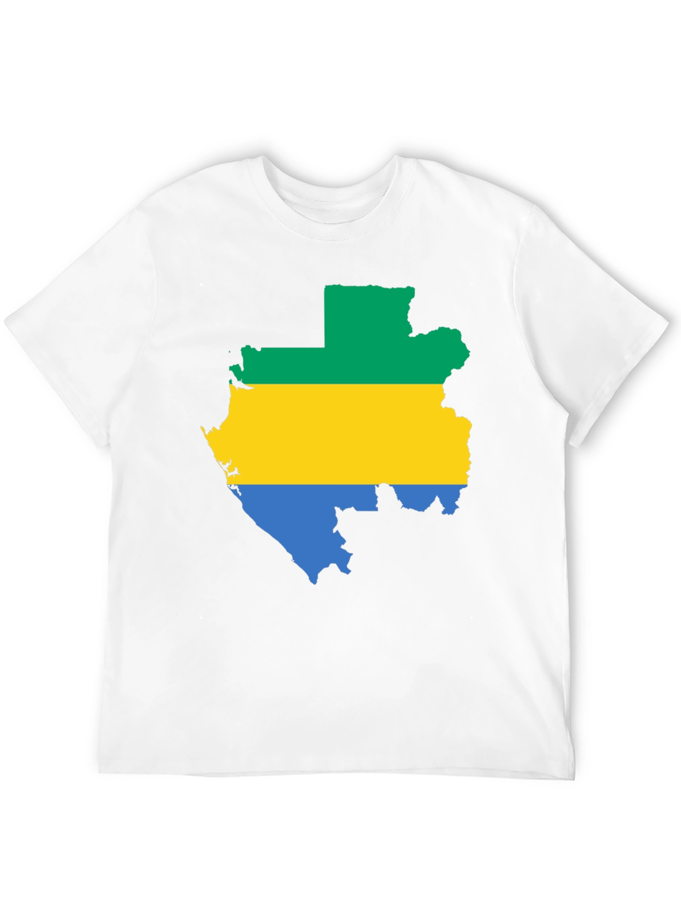 Gabon Flag Map T-Shirt - Black Cotton Tee