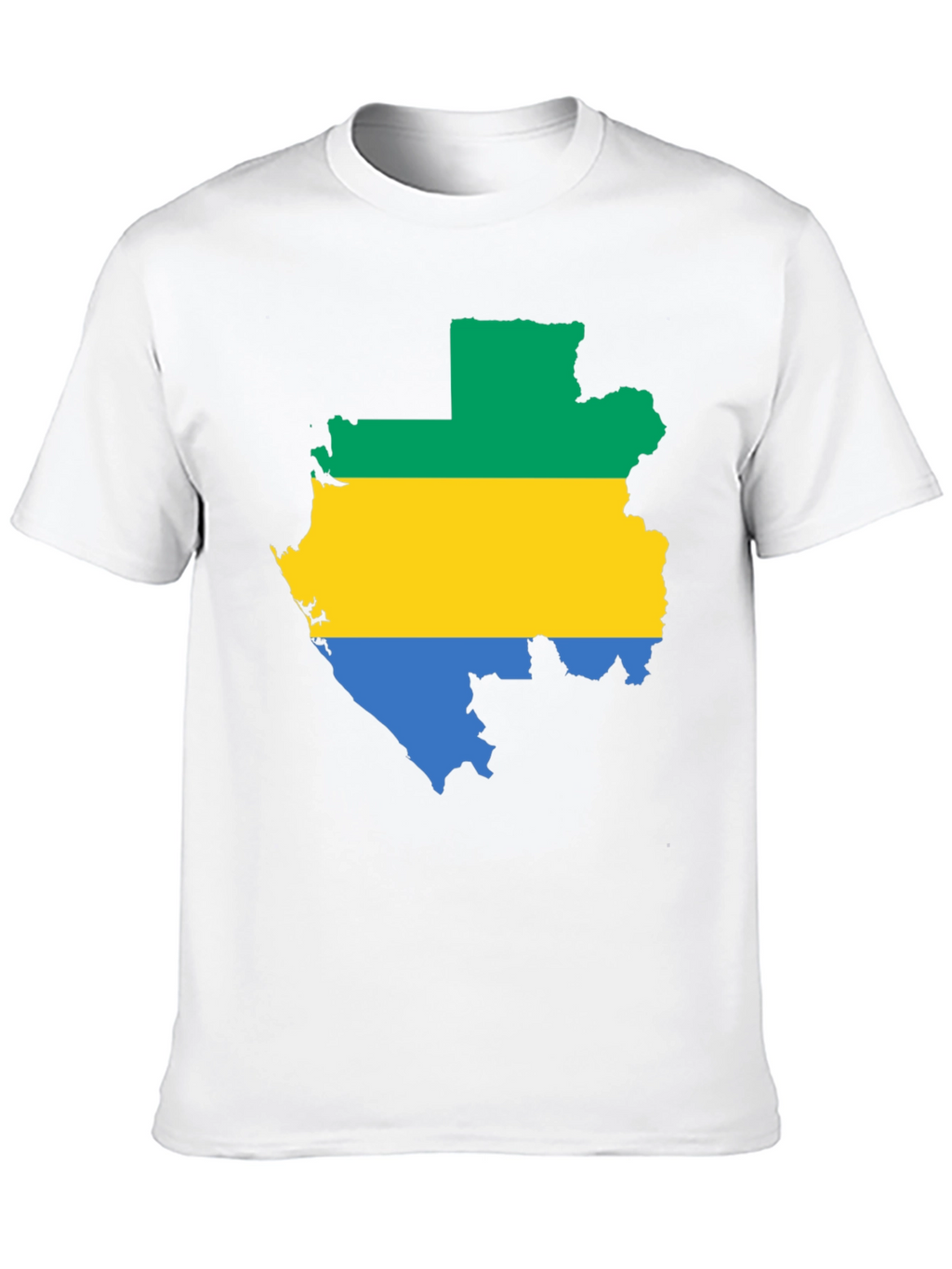 Gabon Flag Map T-Shirt - Black Cotton Tee