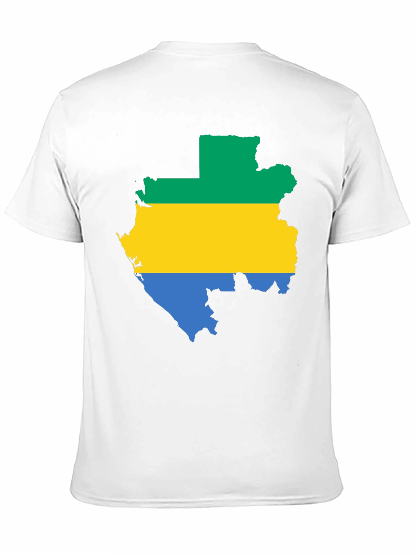 Gabon Flag Map T-Shirt - Black Cotton Tee