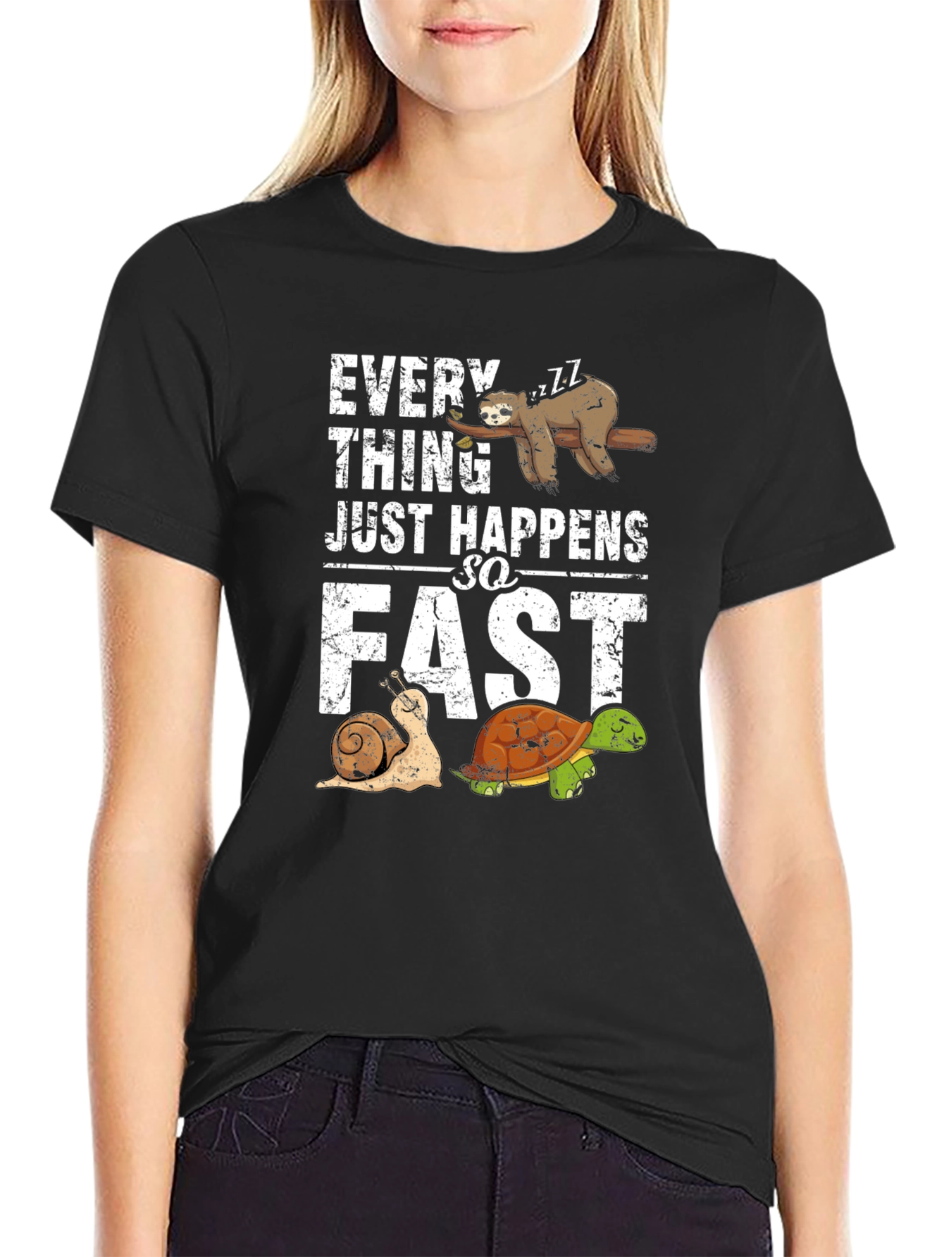 Funny Sloth Snail Turtle Graphic T-Shirt