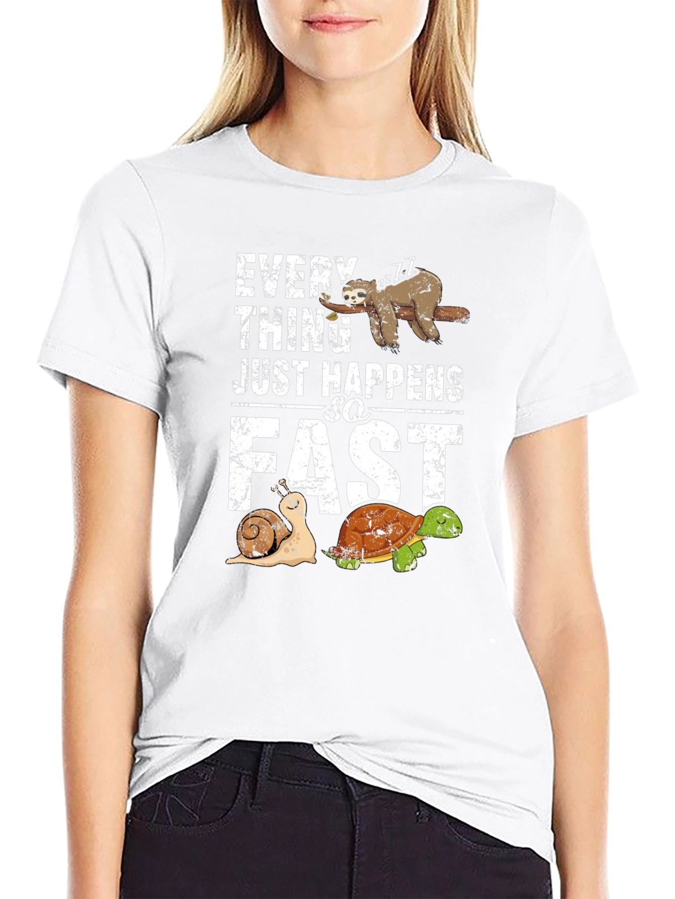 Funny Sloth Snail Turtle Graphic T-Shirt