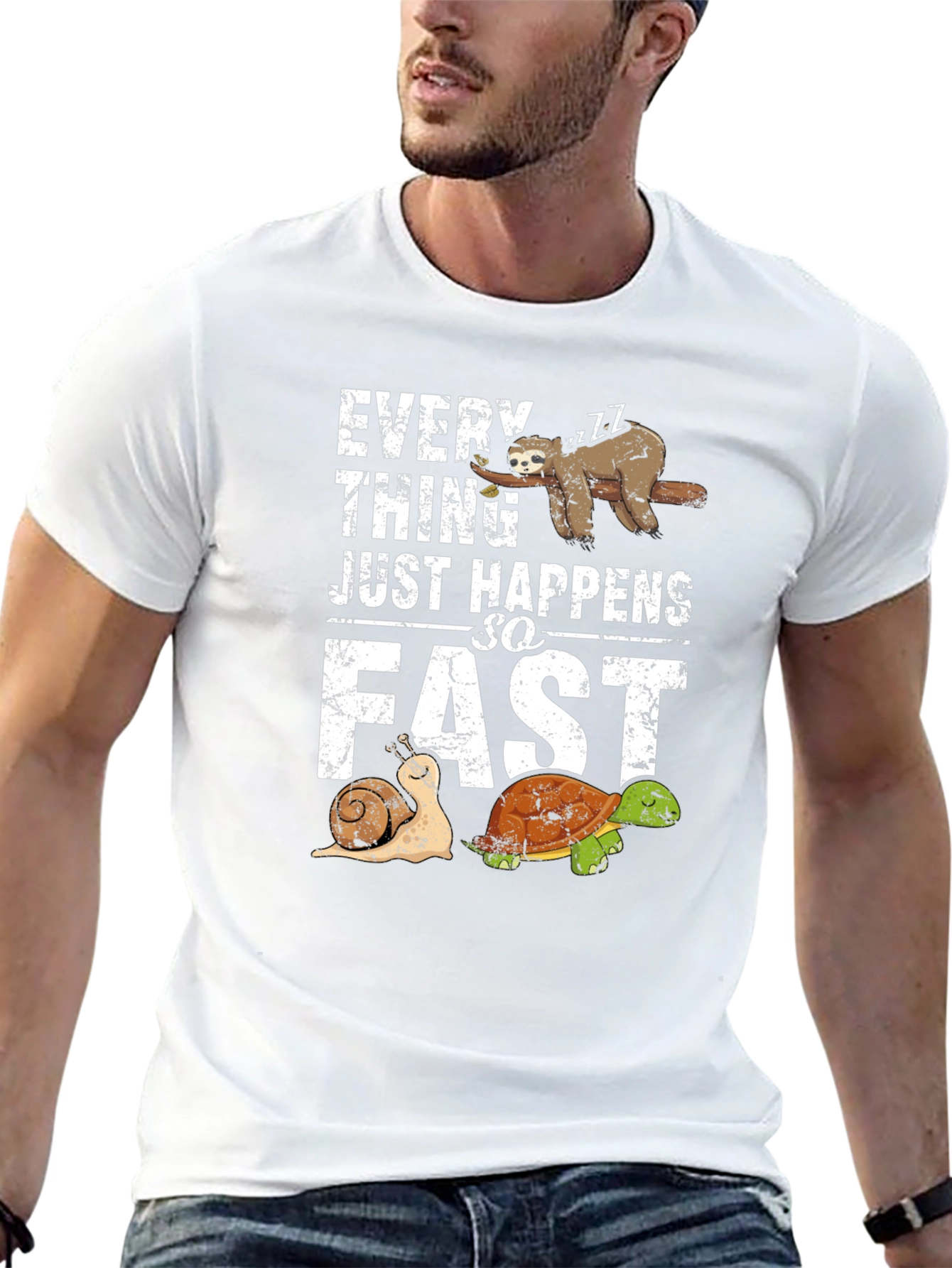Funny Sloth Snail Turtle Graphic T-Shirt