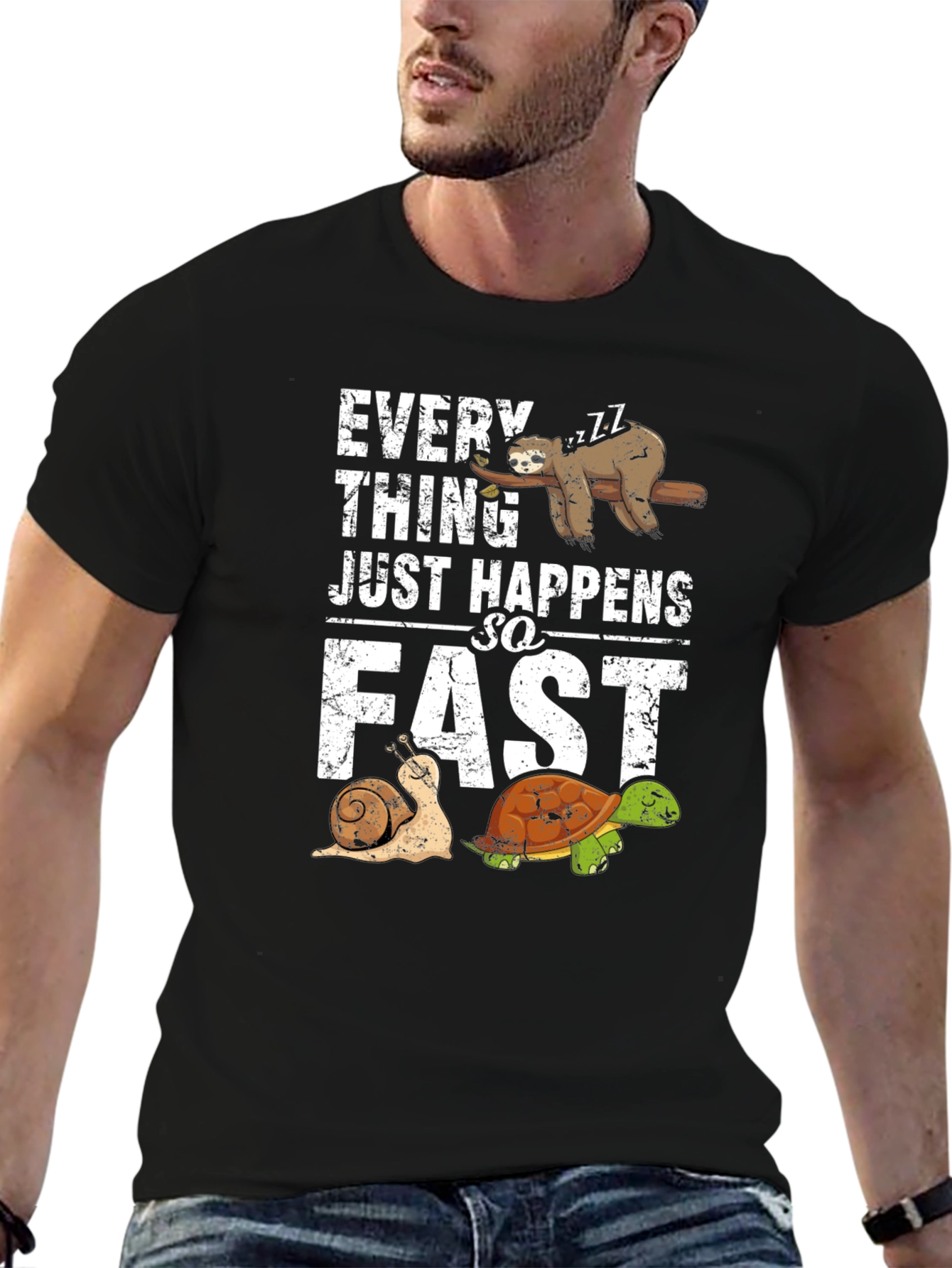 Funny Sloth Snail Turtle Graphic T-Shirt