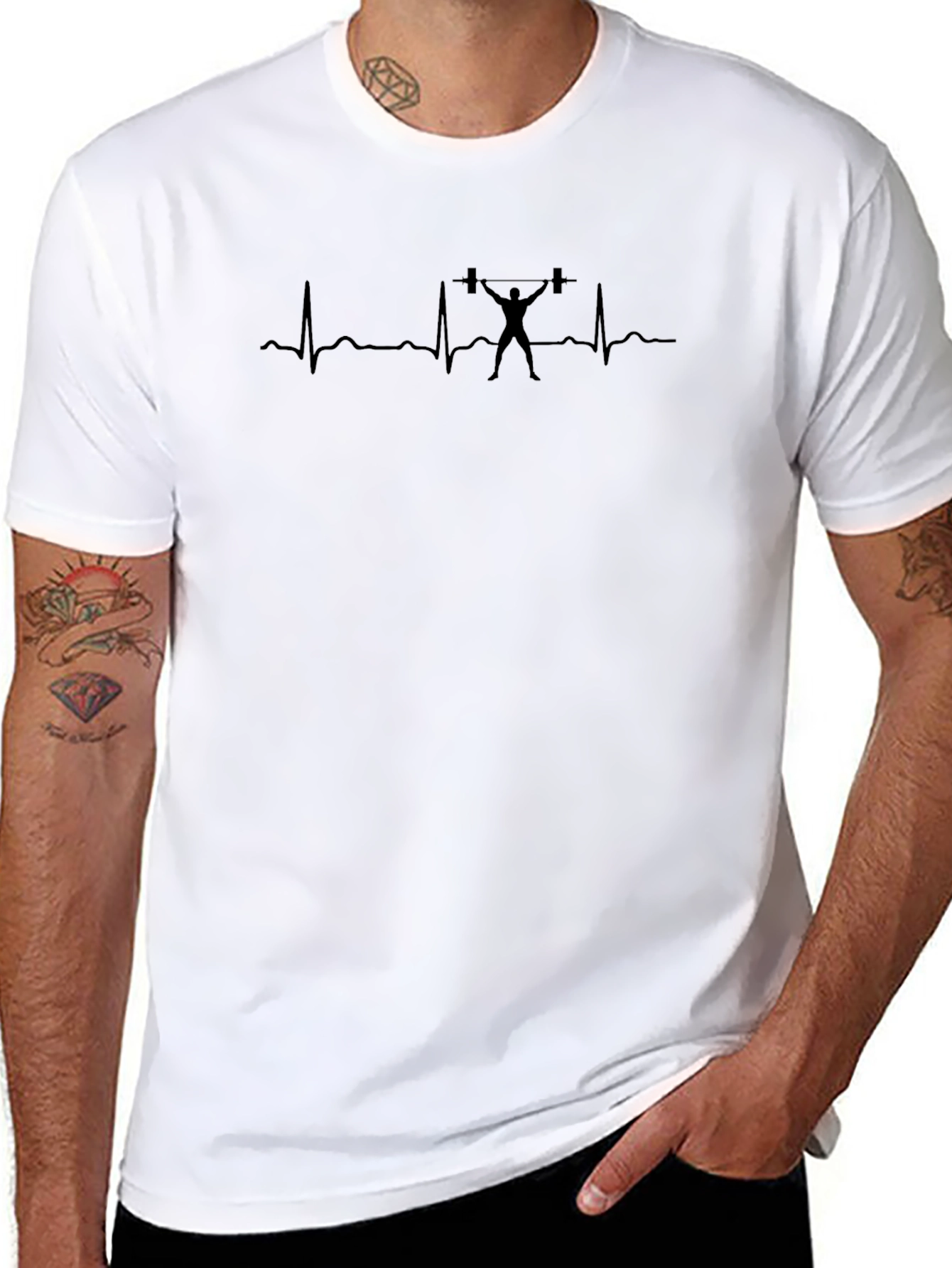 Weightlifting Heartbeat Graphic Tee - Black