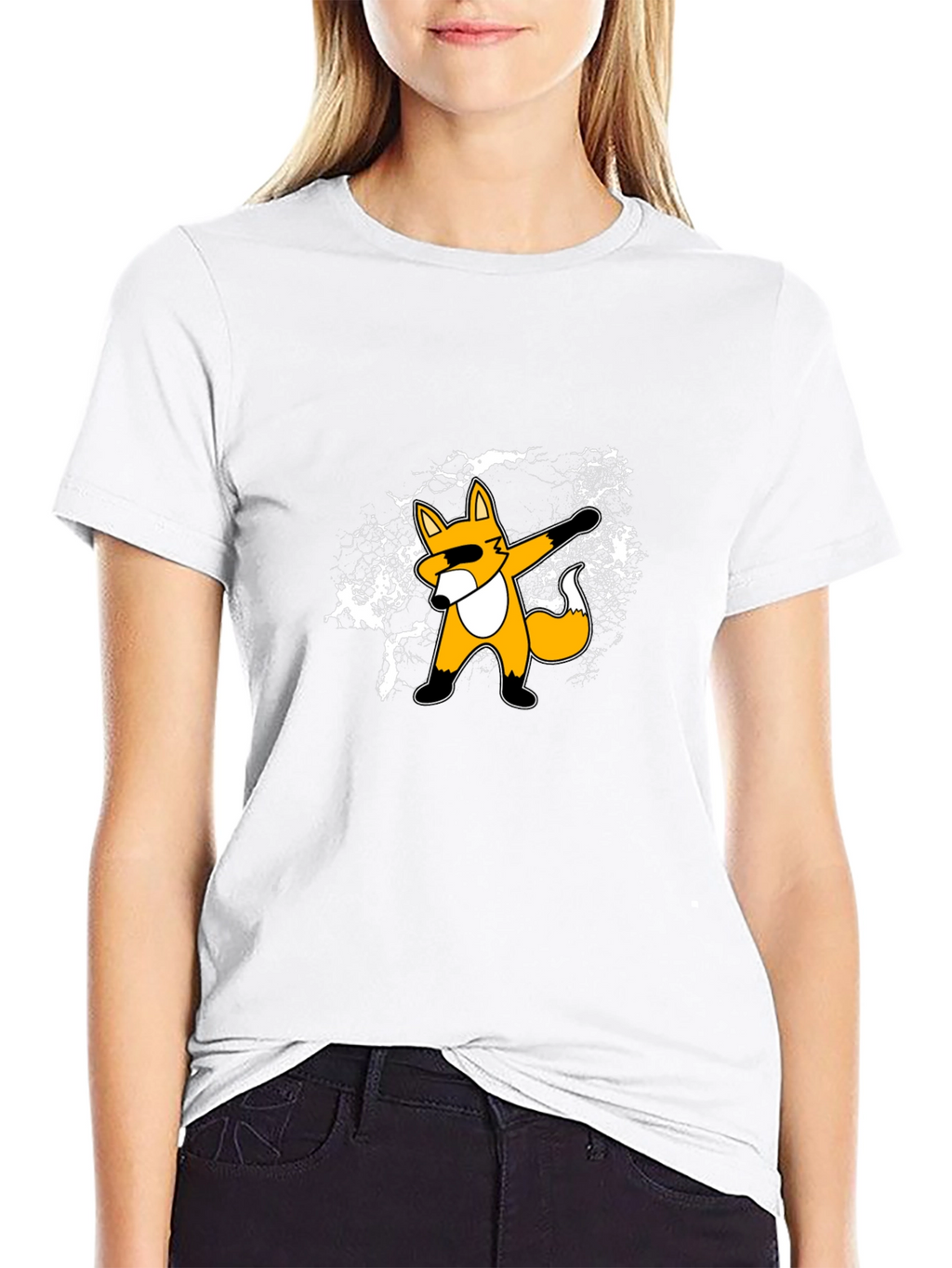 Dabbing Fox Graphic Tee - Trendy Black T-Shirt