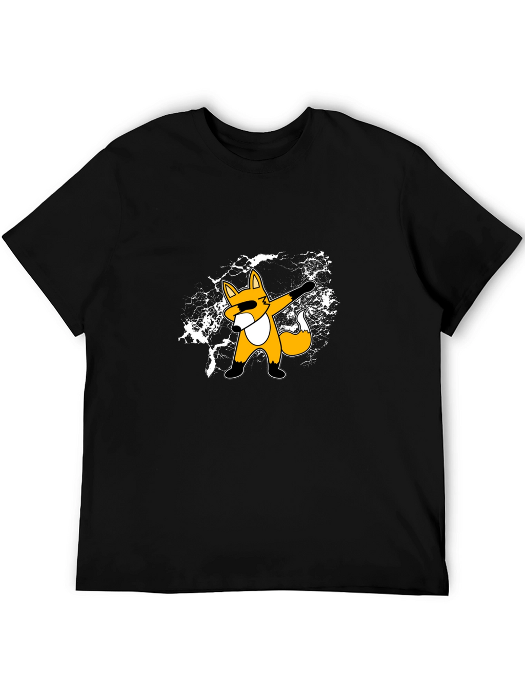Dabbing Fox Graphic Tee - Trendy Black T-Shirt