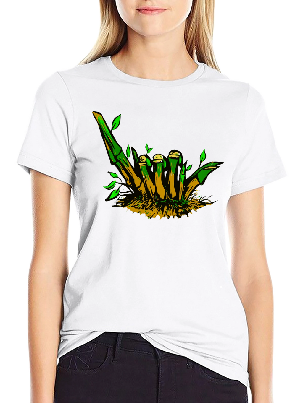 Bamboo Hand Sign Black T-Shirt