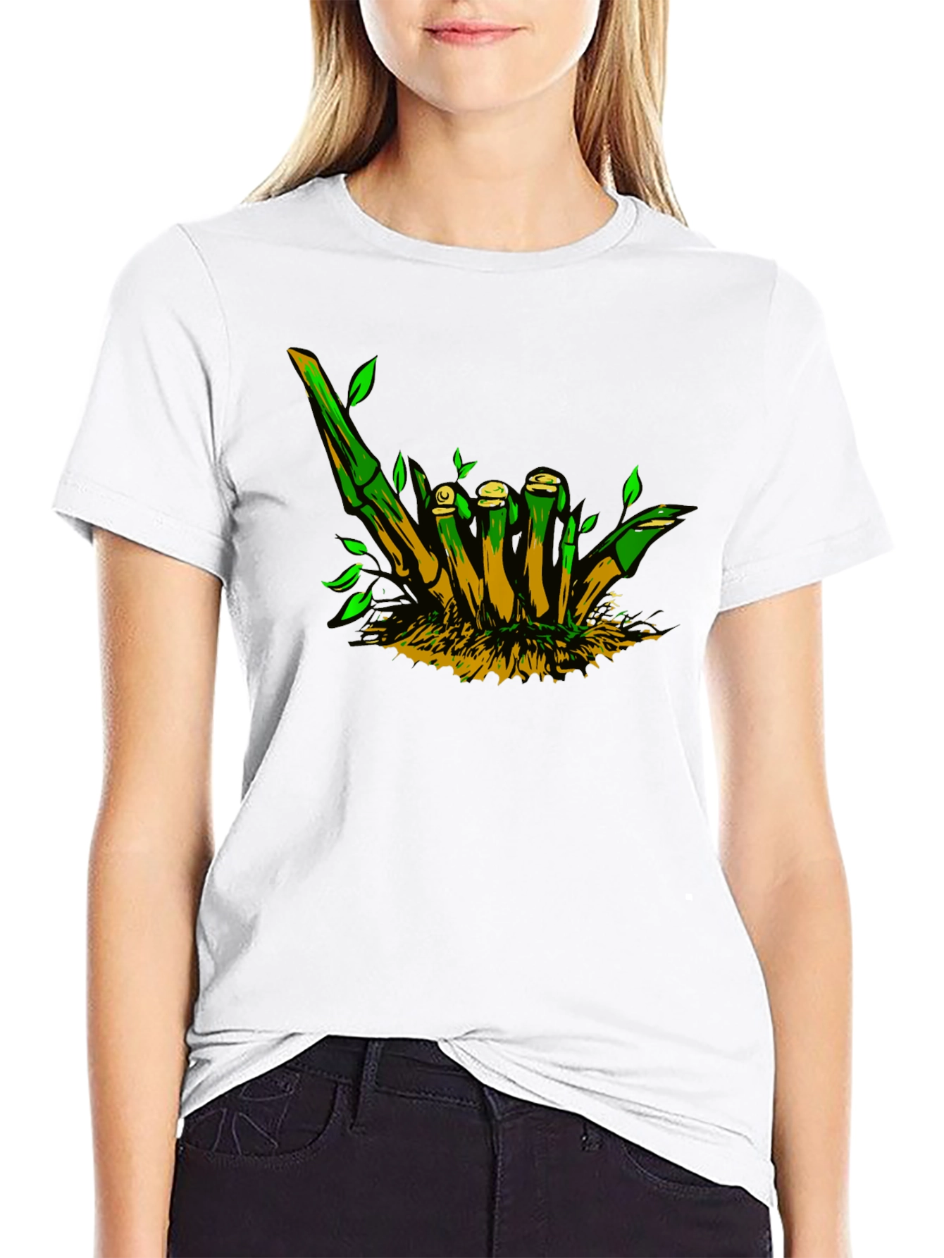 Bamboo Hand Sign Black T-Shirt