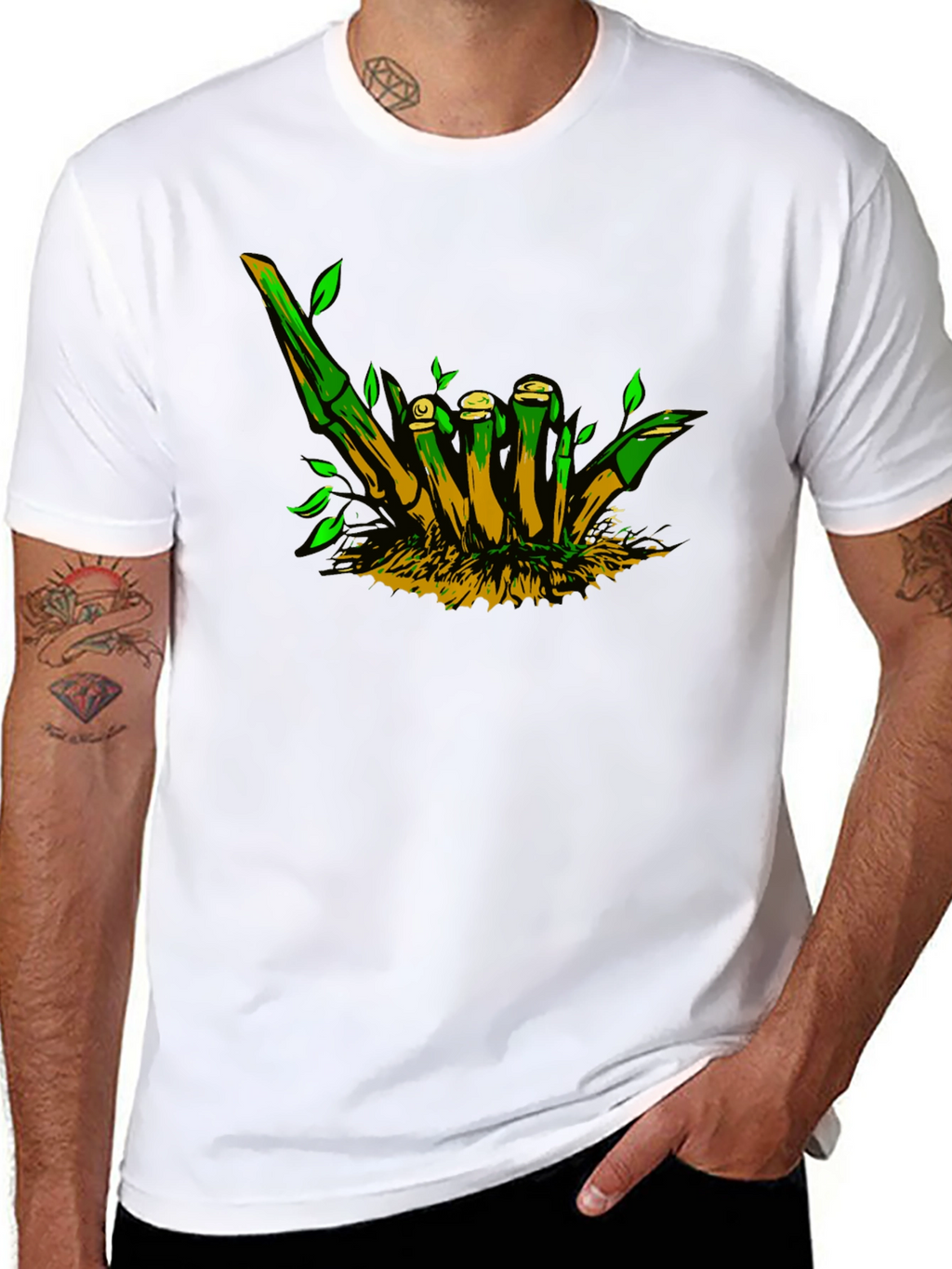 Bamboo Hand Sign Black T-Shirt