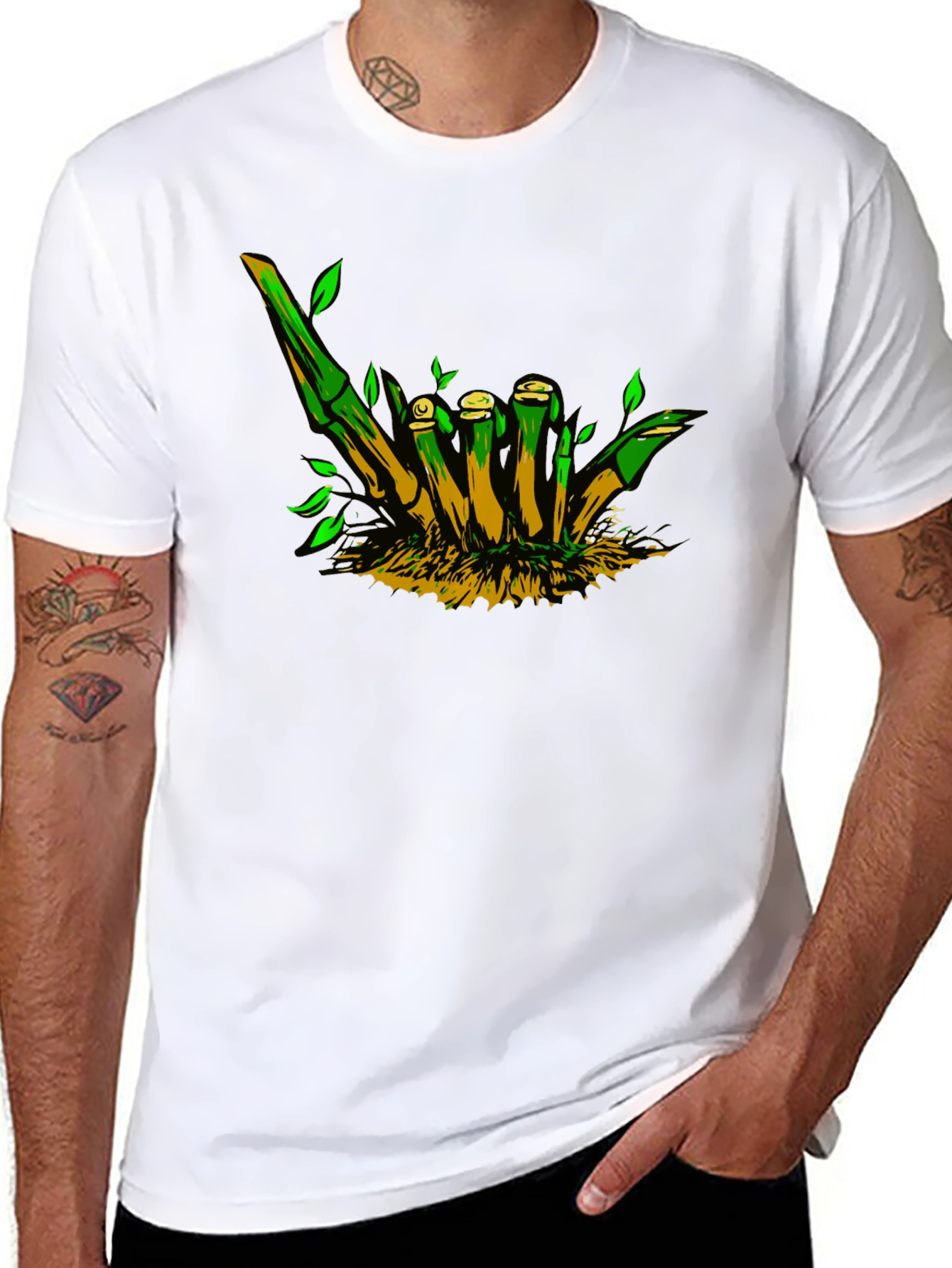 Bamboo Hand Sign Black T-Shirt