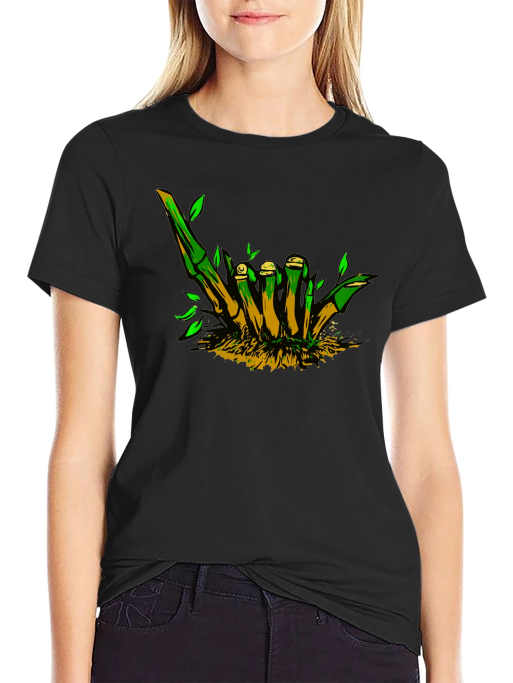 Bamboo Hand Sign Black T-Shirt