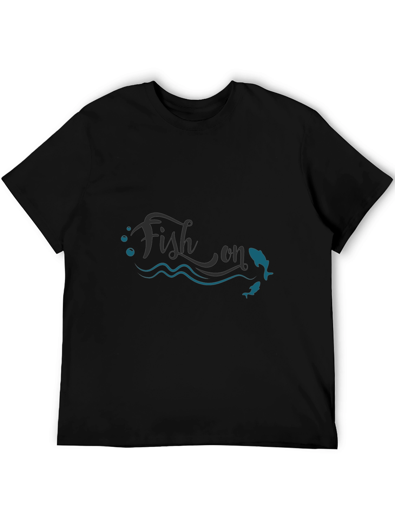 Fish On T-Shirt - Mens Black Graphic Tee