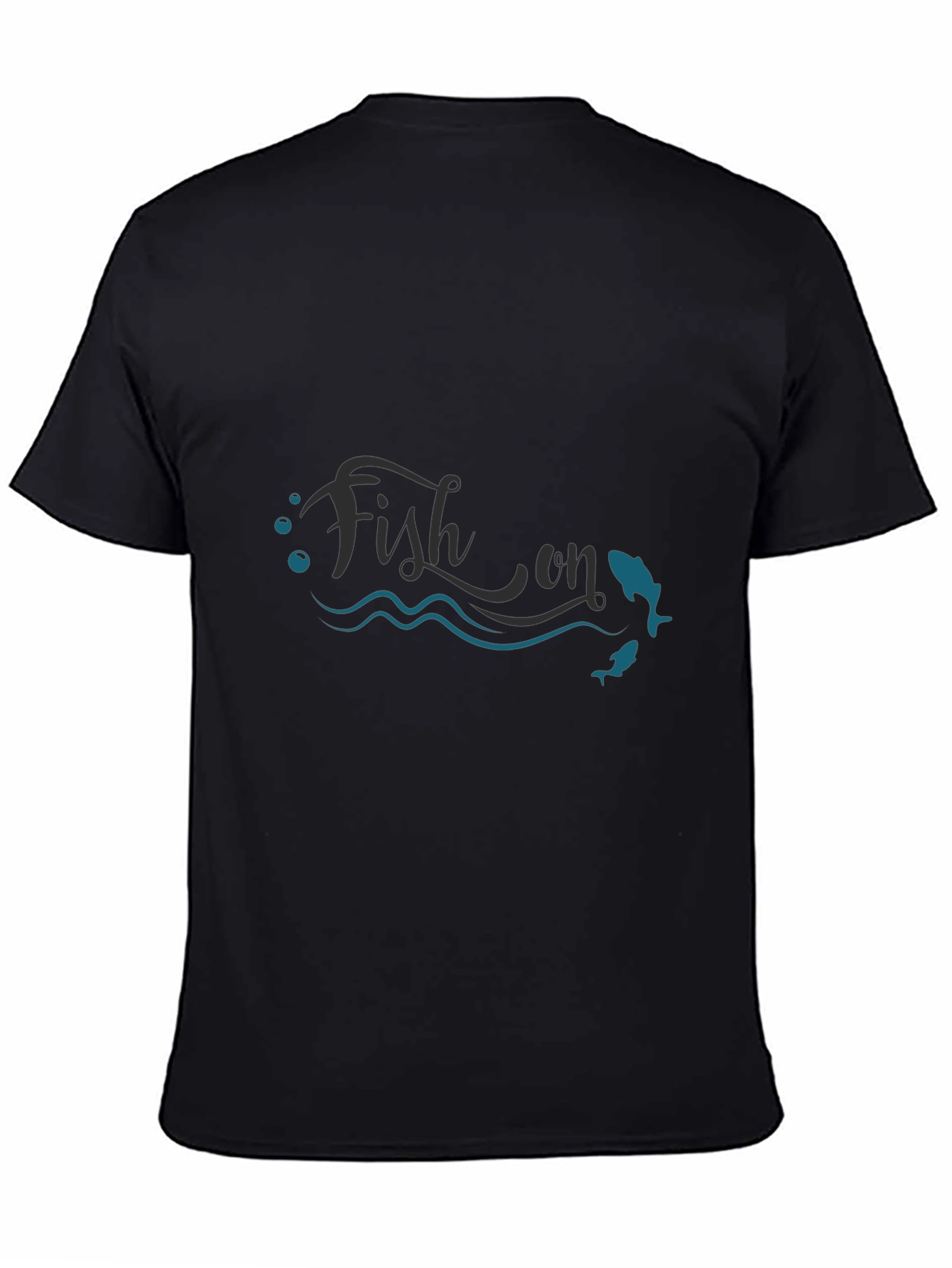 Fish On T-Shirt - Mens Black Graphic Tee