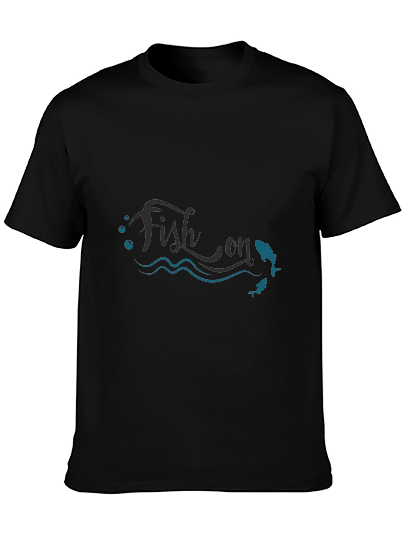 Fish On T-Shirt - Mens Black Graphic Tee