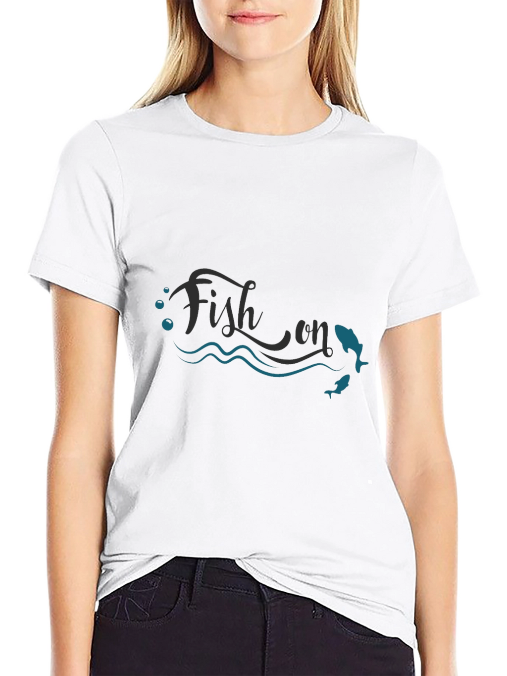 Fish On T-Shirt - Mens Black Graphic Tee
