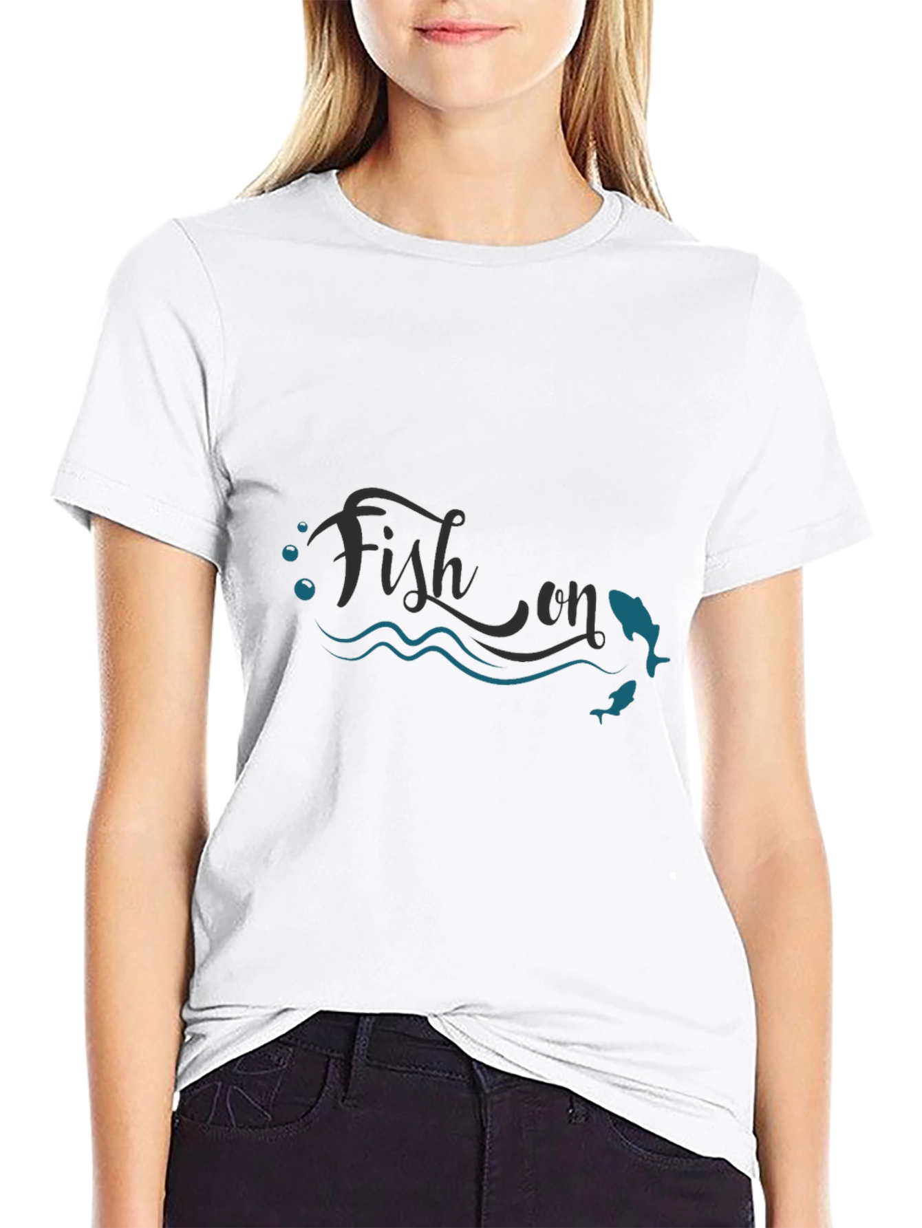 Fish On T-Shirt - Mens Black Graphic Tee