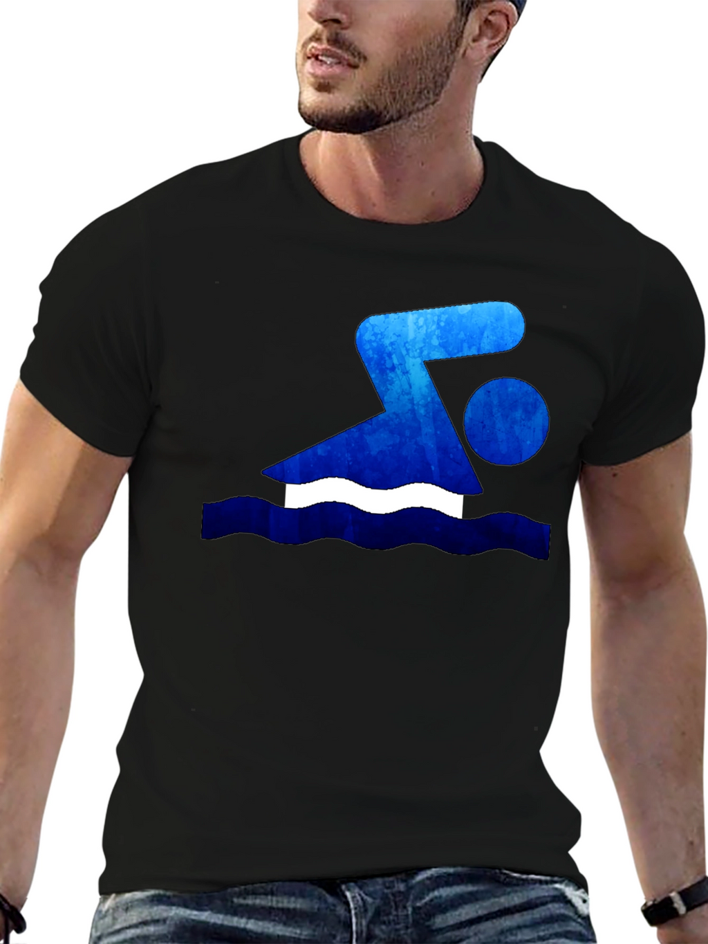 Swimmer Graphic T-Shirt - Black