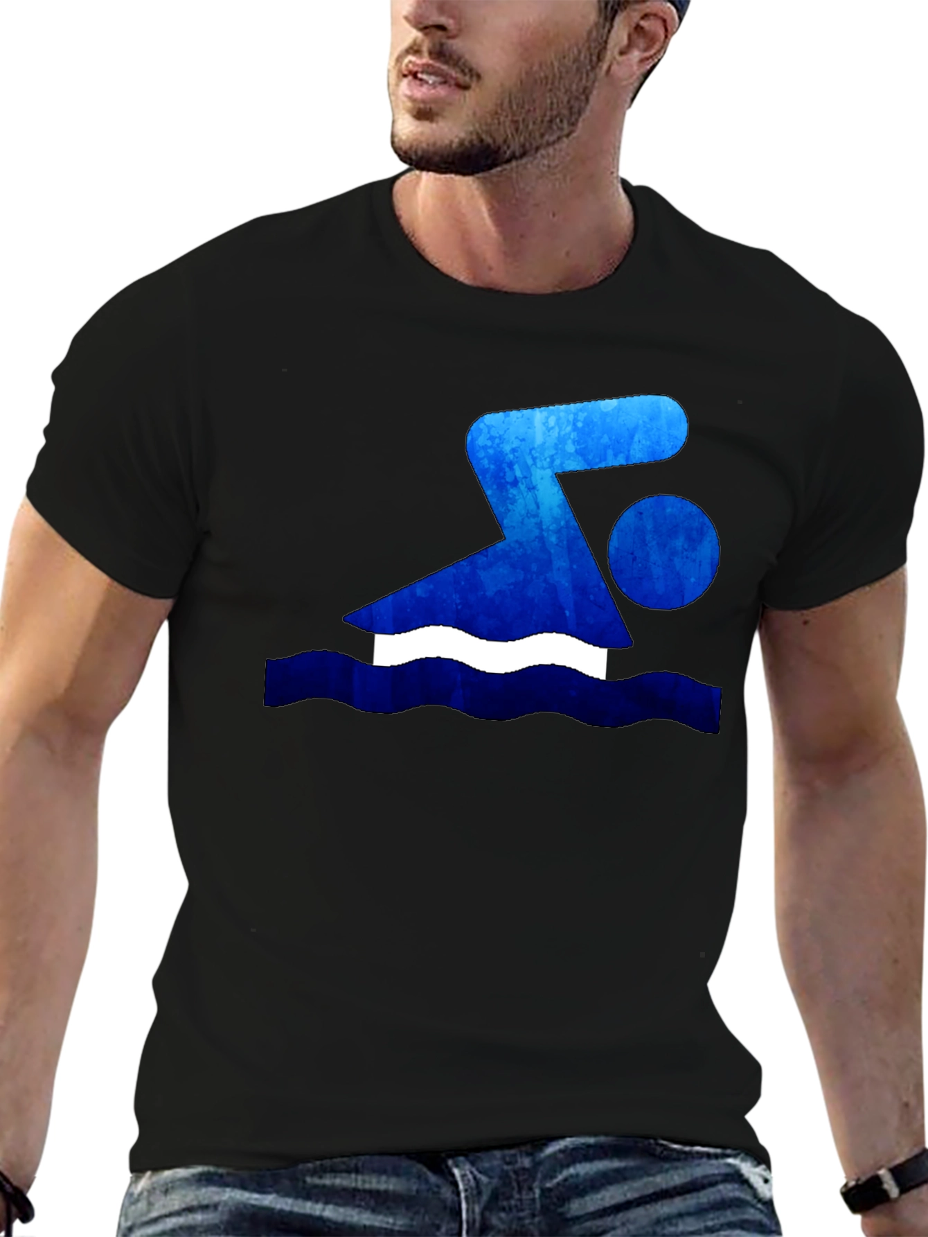 Swimmer Graphic T-Shirt - Black