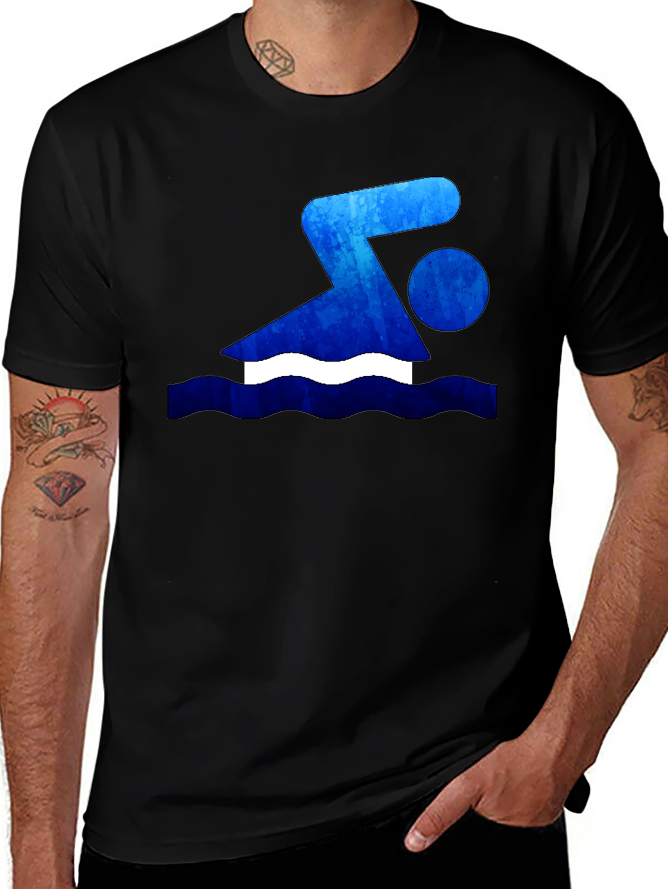 Swimmer Graphic T-Shirt - Black
