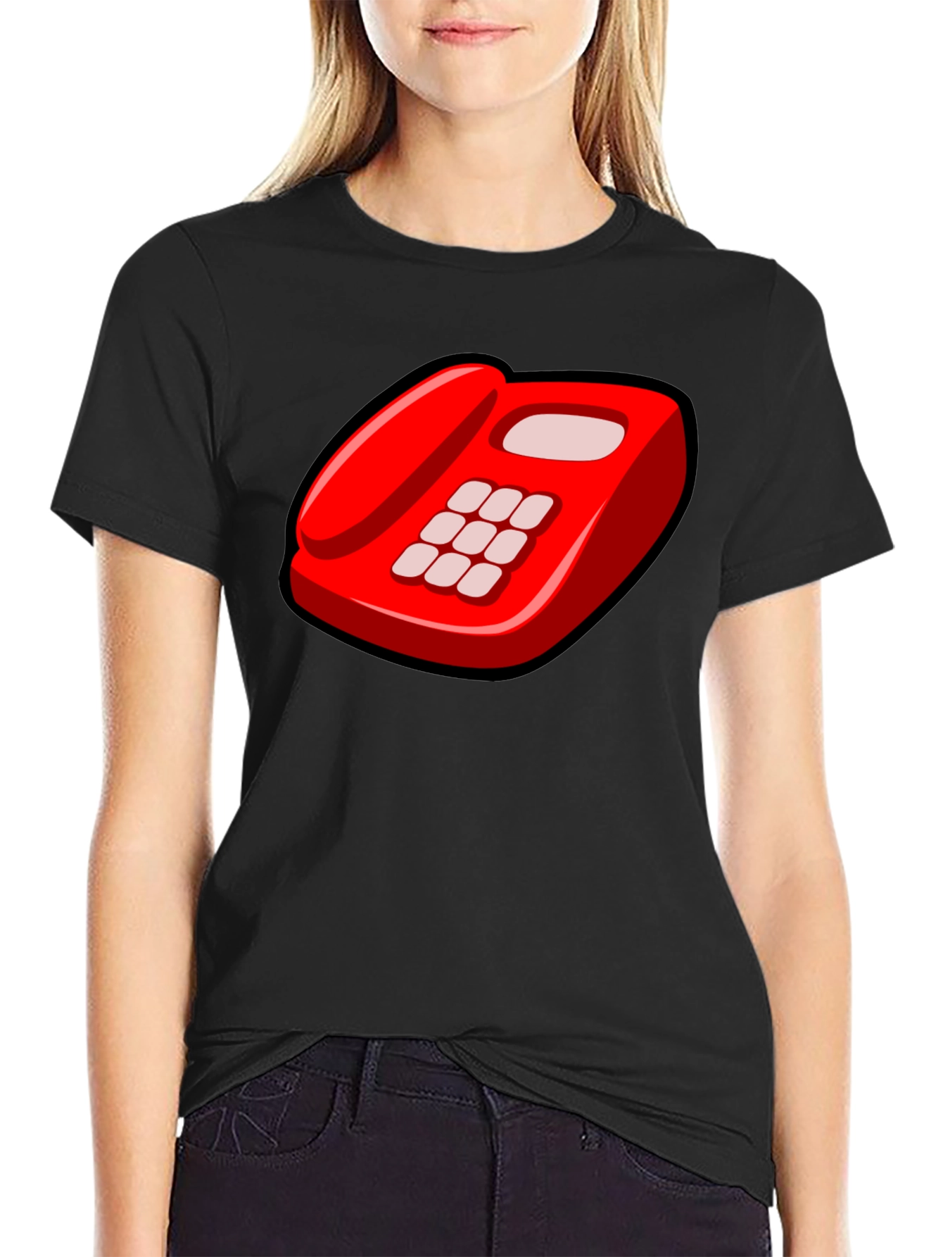 Retro Red Telephone Graphic T-Shirt