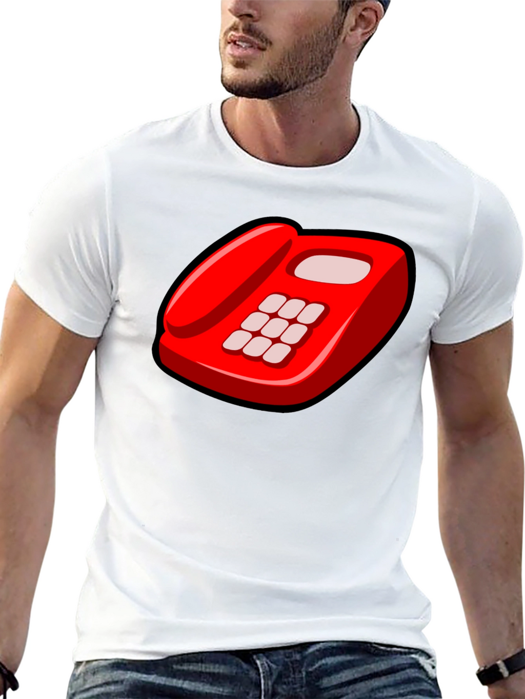 Retro Red Telephone Graphic T-Shirt