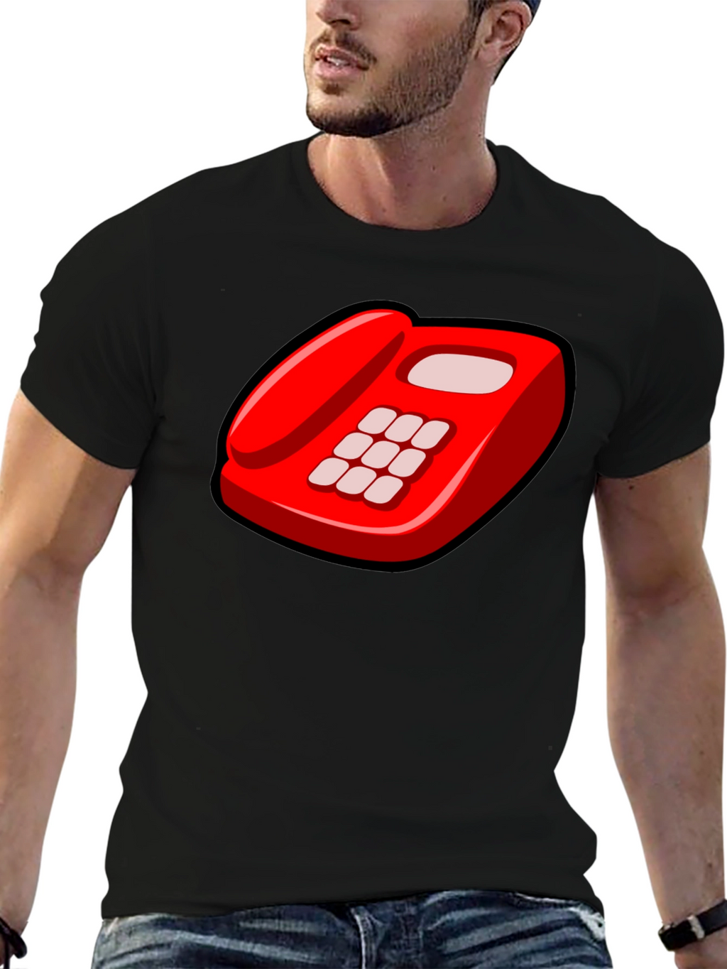 Retro Red Telephone Graphic T-Shirt