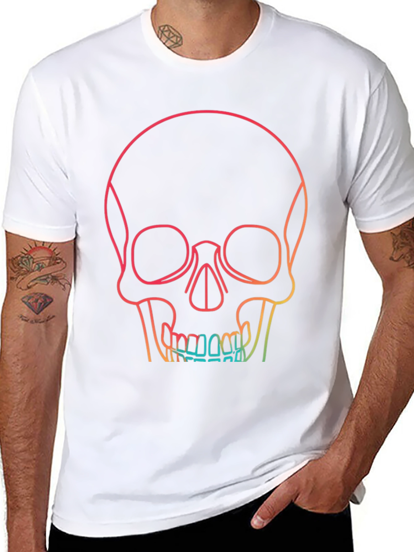 Gradient Skull Graphic Tee - Unique & Stylish Design