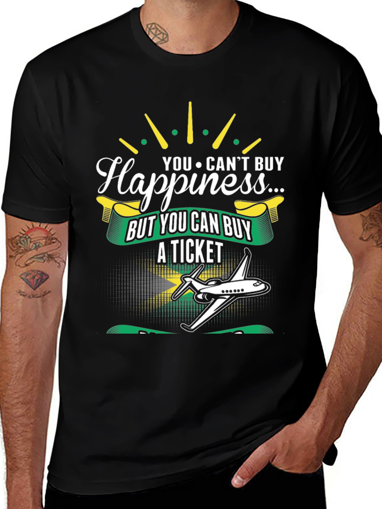 Happiness Ticket Graphic Tee - Jamaica Flag