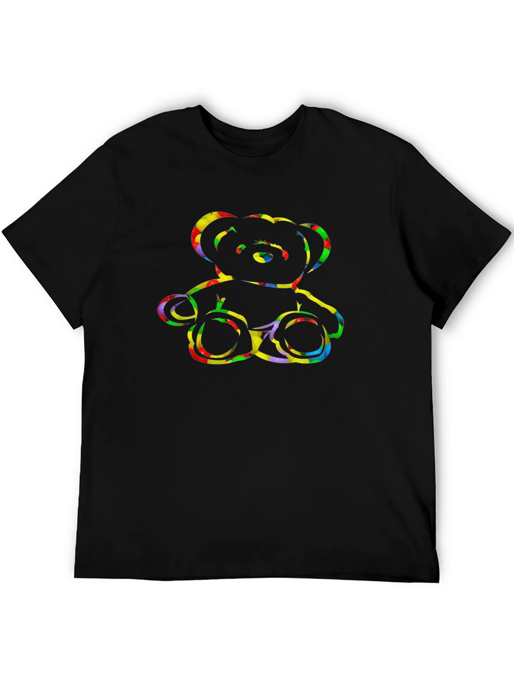Rainbow Teddy Bear Black Graphic Tee