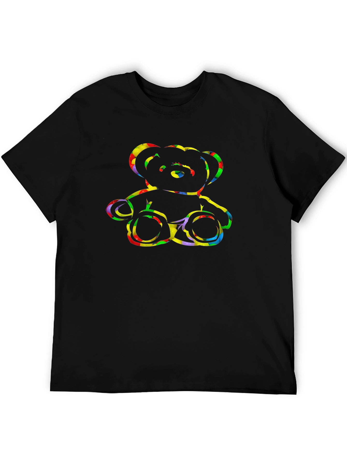 Rainbow Teddy Bear Black Graphic Tee