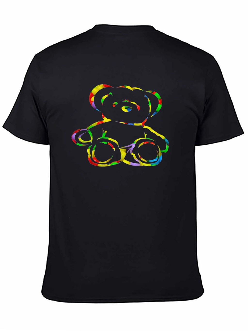 Rainbow Teddy Bear Black Graphic Tee