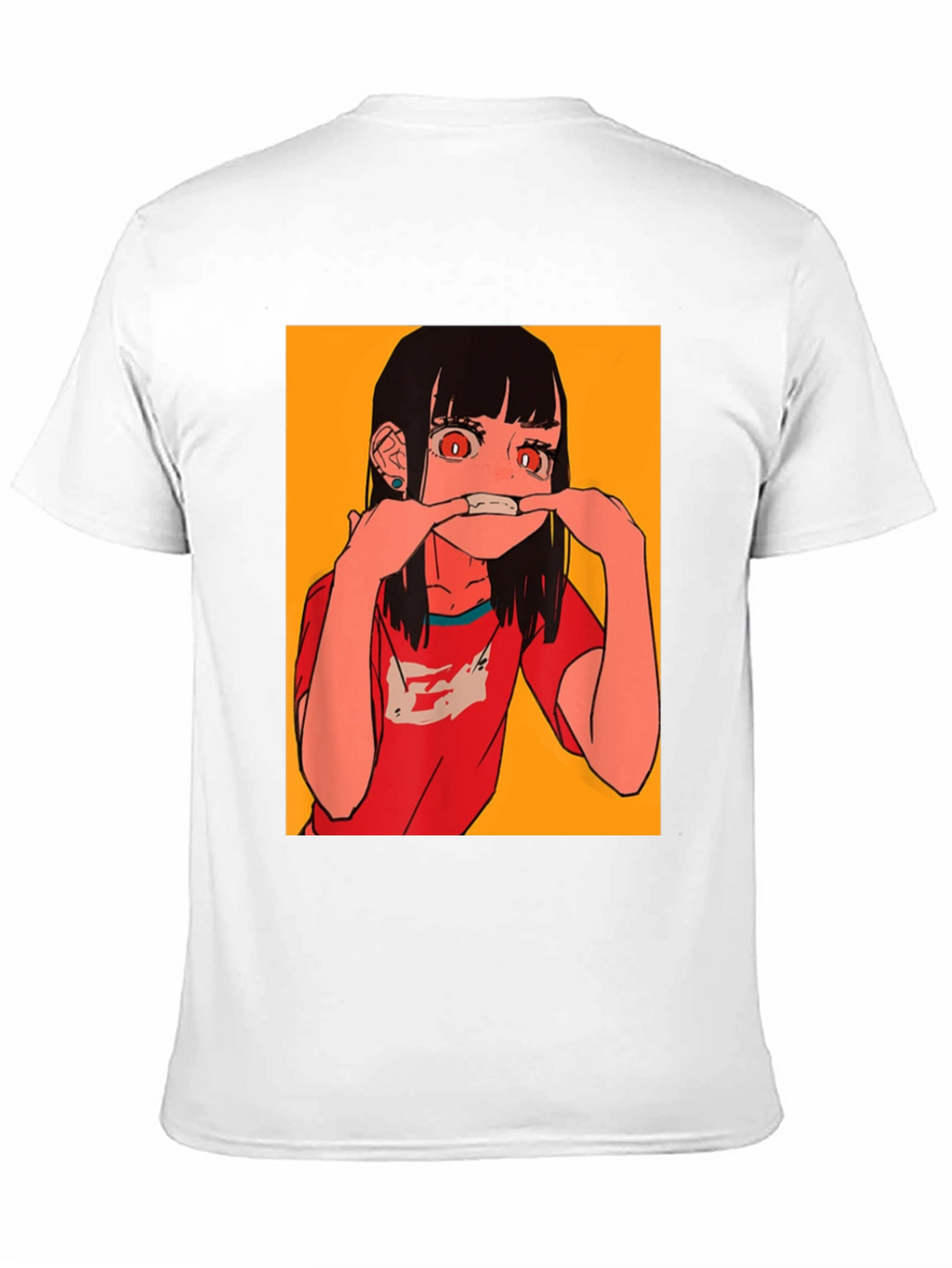 Anime Girl Graphic Tee - Black Cotton Blend T-Shirt