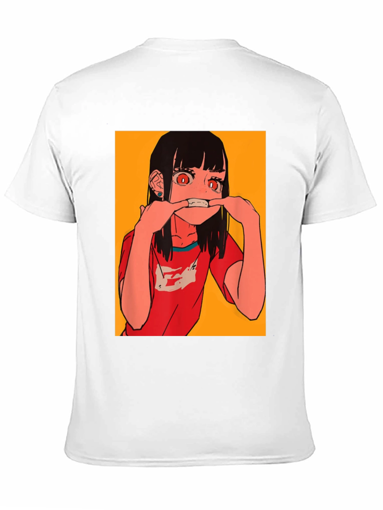 Anime Girl Graphic Tee - Black Cotton Blend T-Shirt
