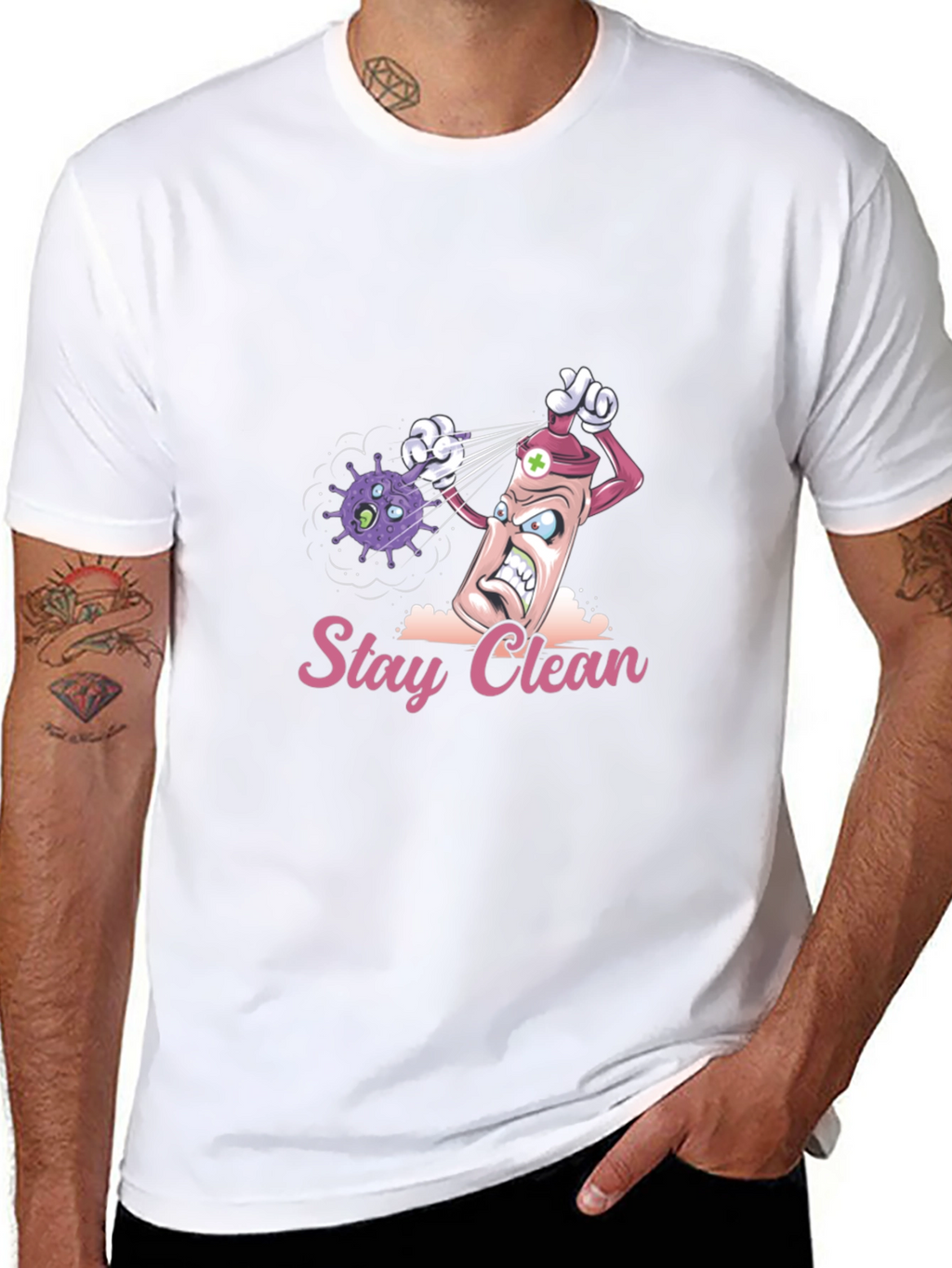 Stay Clean Graphic Tee - Novelty Cartoon T-Shirt