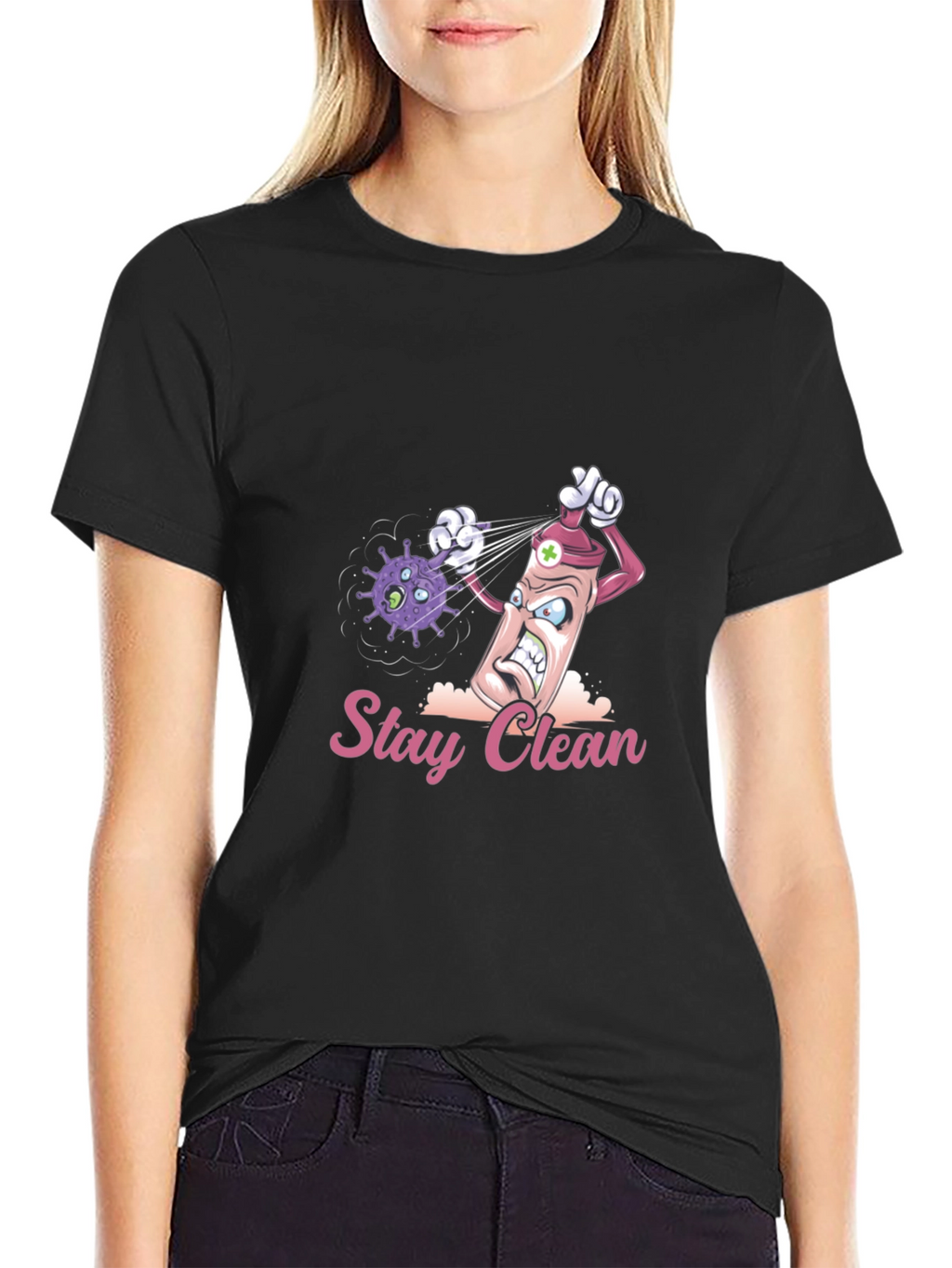 Stay Clean Graphic Tee - Novelty Cartoon T-Shirt