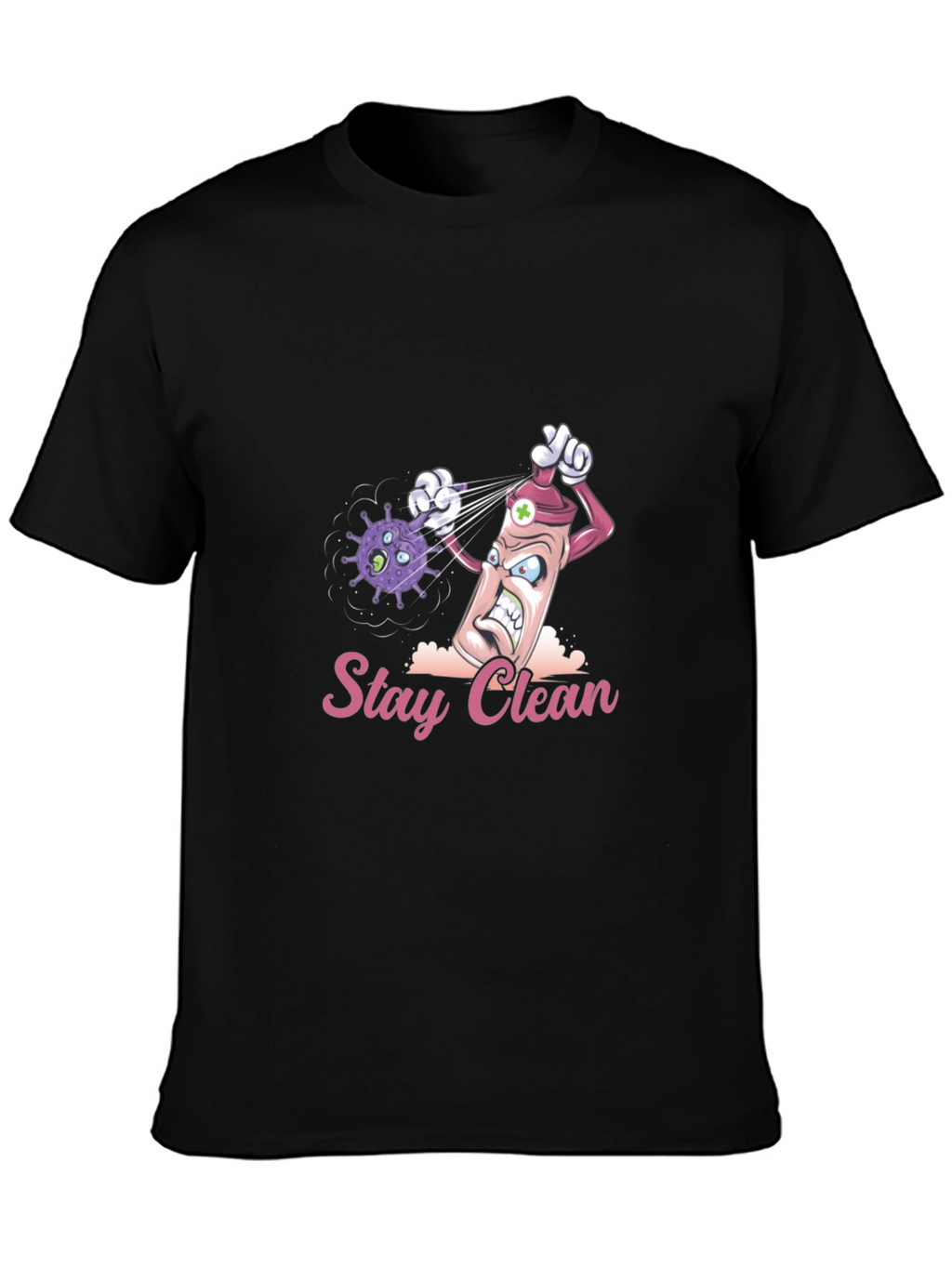 Stay Clean Graphic Tee - Novelty Cartoon T-Shirt