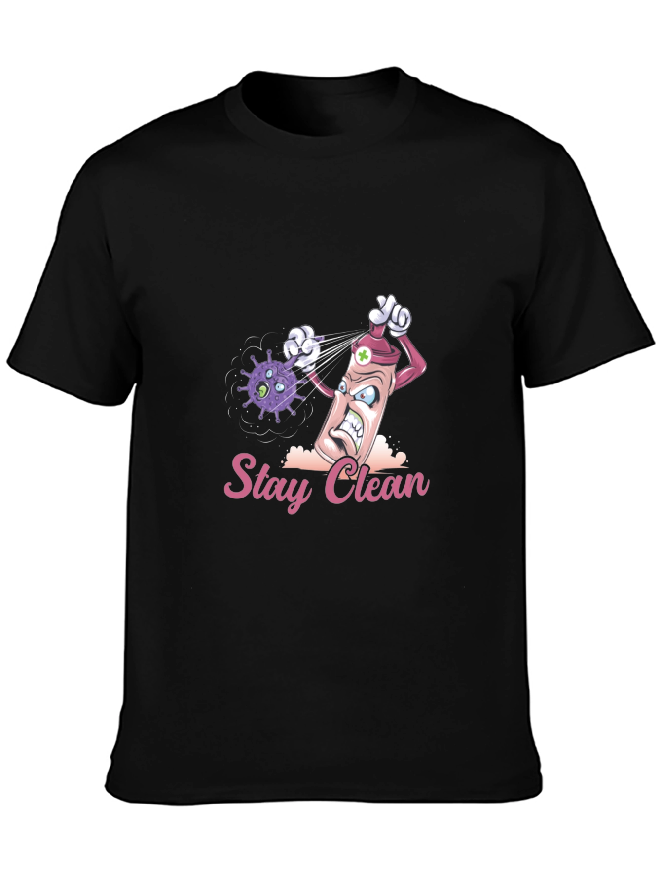 Stay Clean Graphic Tee - Novelty Cartoon T-Shirt