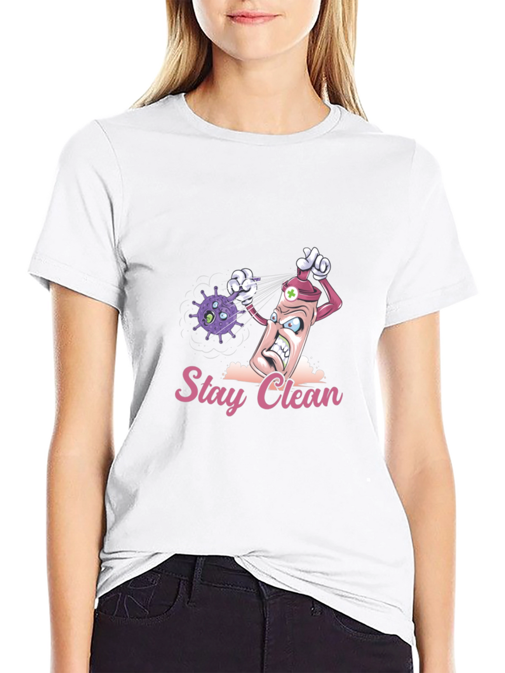 Stay Clean Graphic Tee - Novelty Cartoon T-Shirt