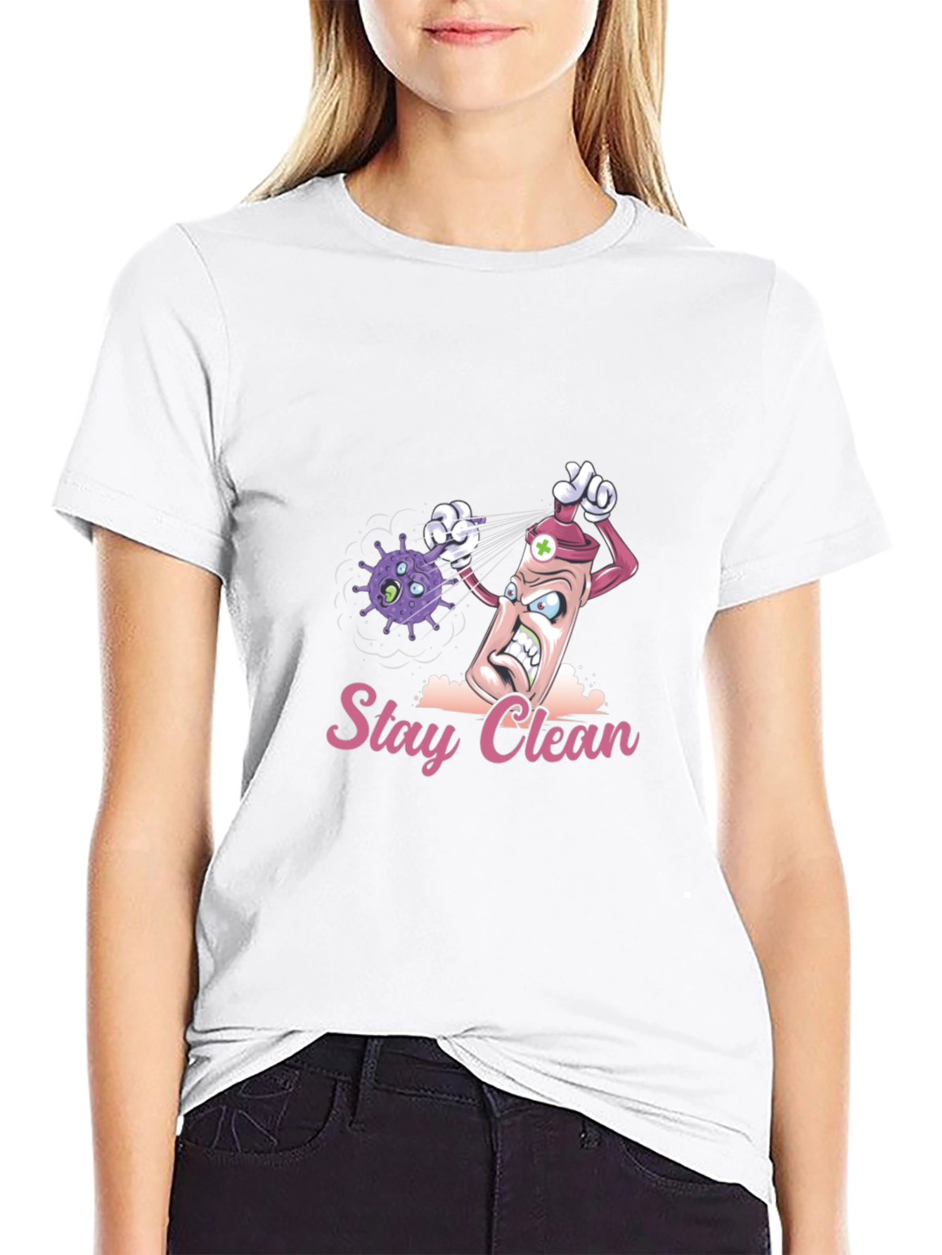 Stay Clean Graphic Tee - Novelty Cartoon T-Shirt