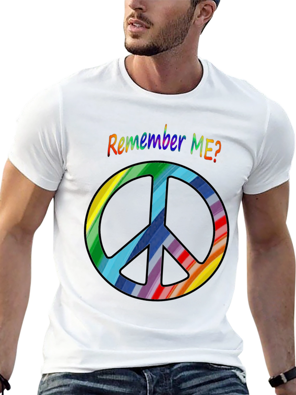 Retro Rainbow Peace Sign T-Shirt