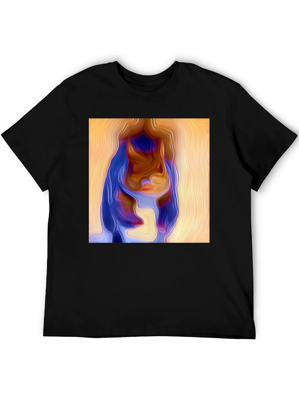 Abstract Portrait Graphic Print Black Tee