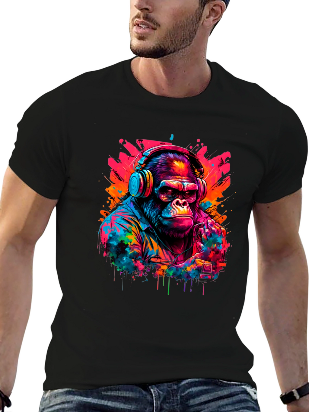 Cool Gorilla DJ Graphic T-Shirt