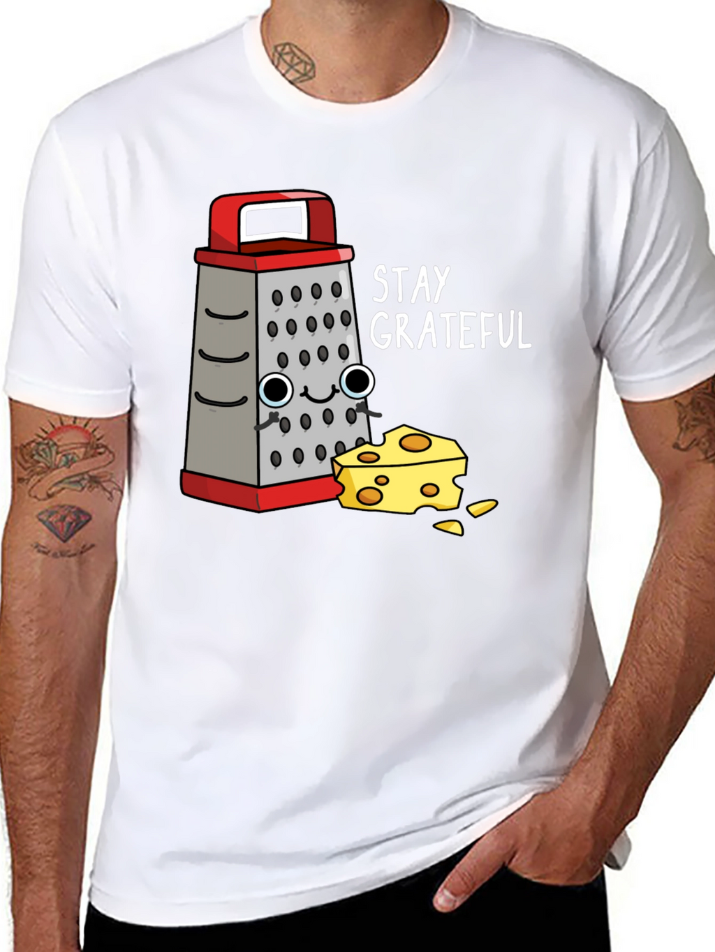 Stay Grateful Grater & Cheese Graphic T-Shirt