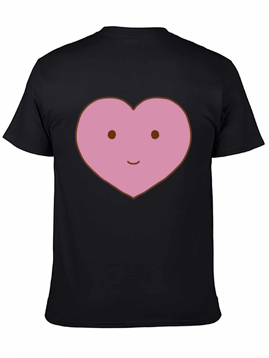 Cute Heart Face Graphic Tee - Black Cotton T-Shirt
