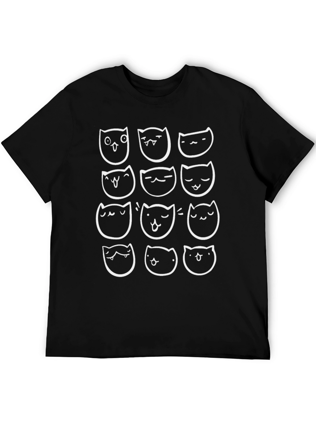 Funny Cat Faces T-Shirt Black