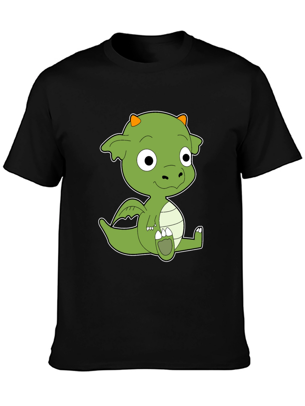 Cute Cartoon Dragon Black T-Shirt
