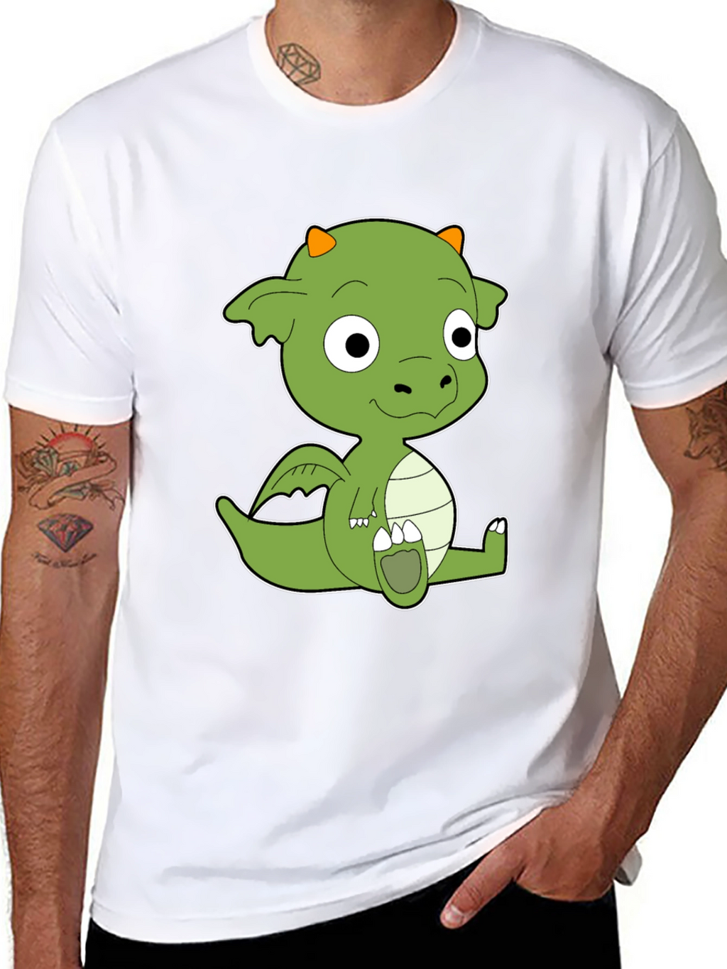 Cute Cartoon Dragon Black T-Shirt