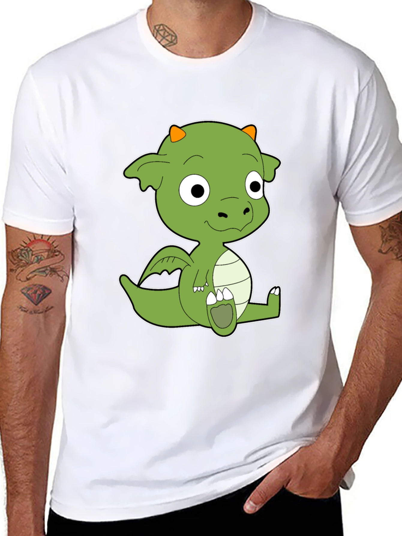 Cute Cartoon Dragon Black T-Shirt