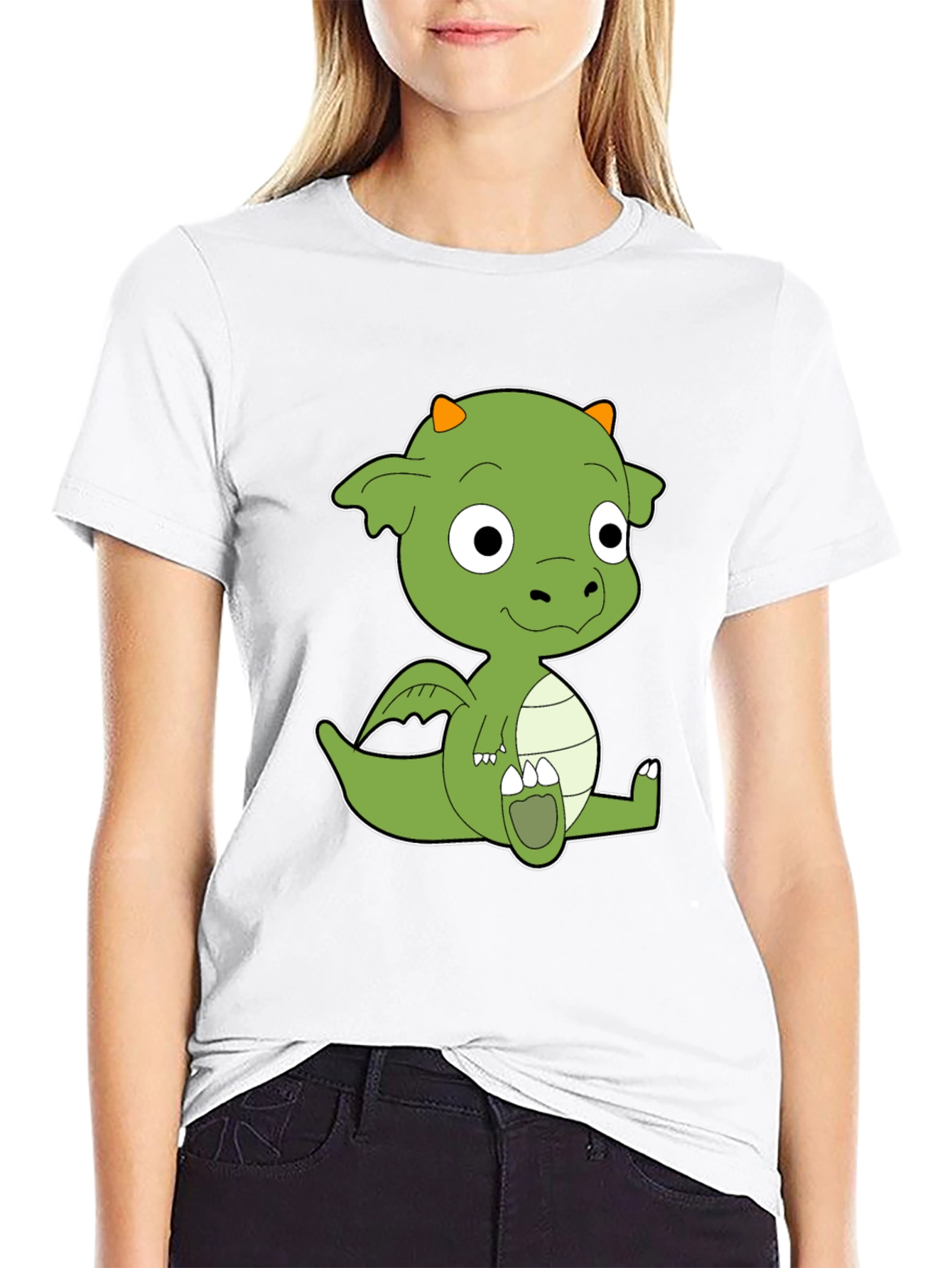 Cute Cartoon Dragon Black T-Shirt