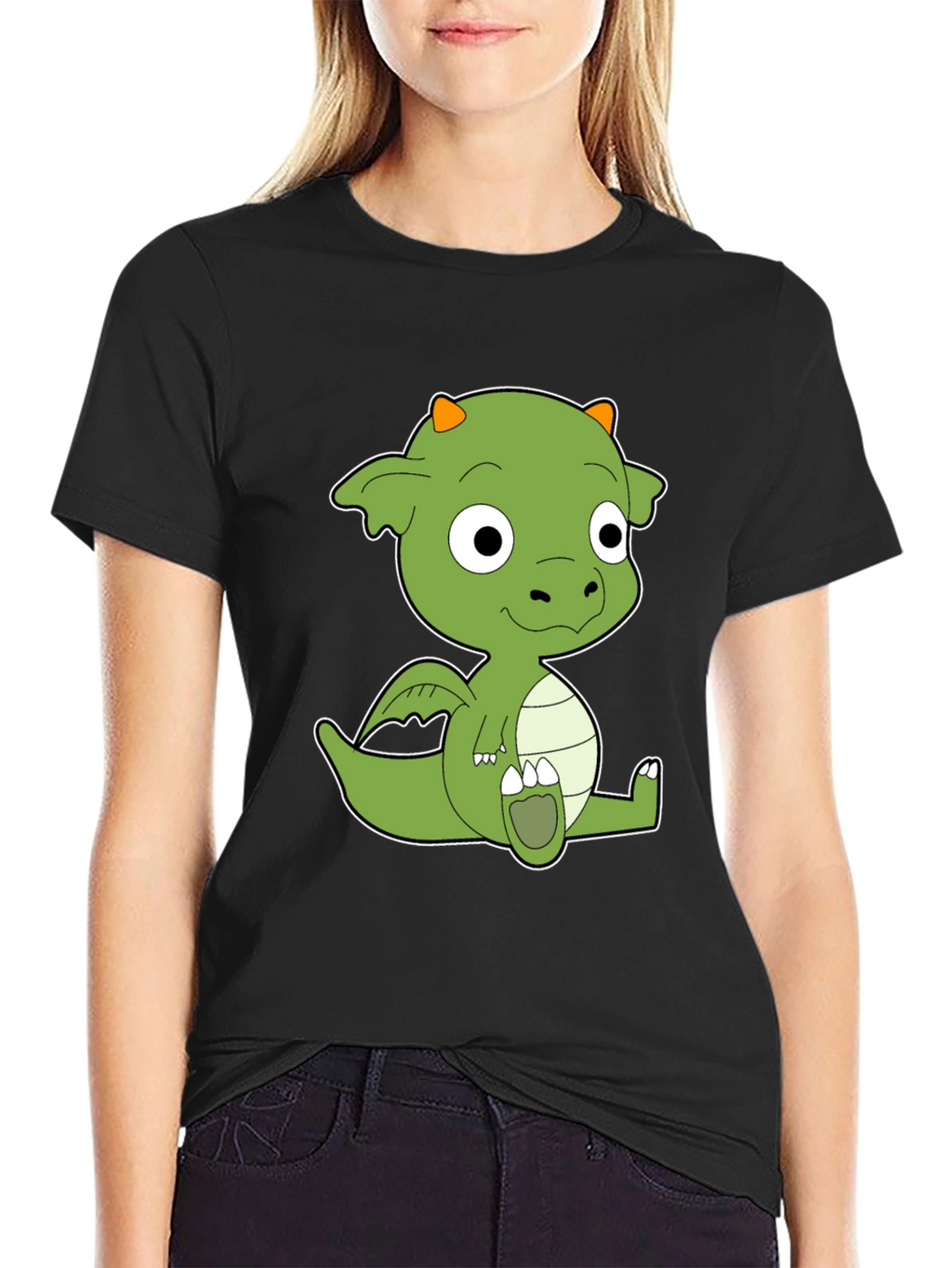 Cute Cartoon Dragon Black T-Shirt